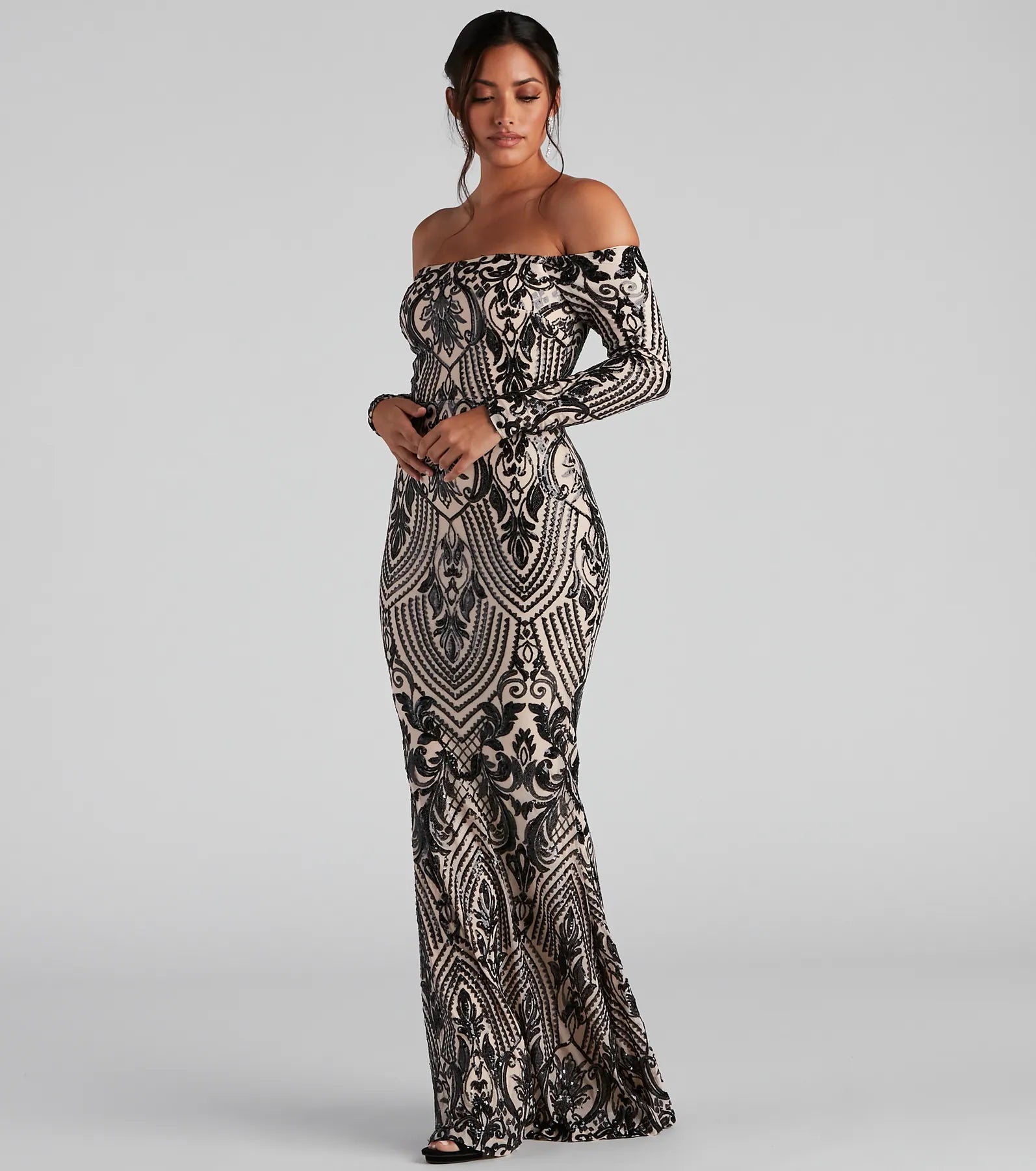 Paityn Formal Off-The-Shoulder Sequin Dress - Image 7