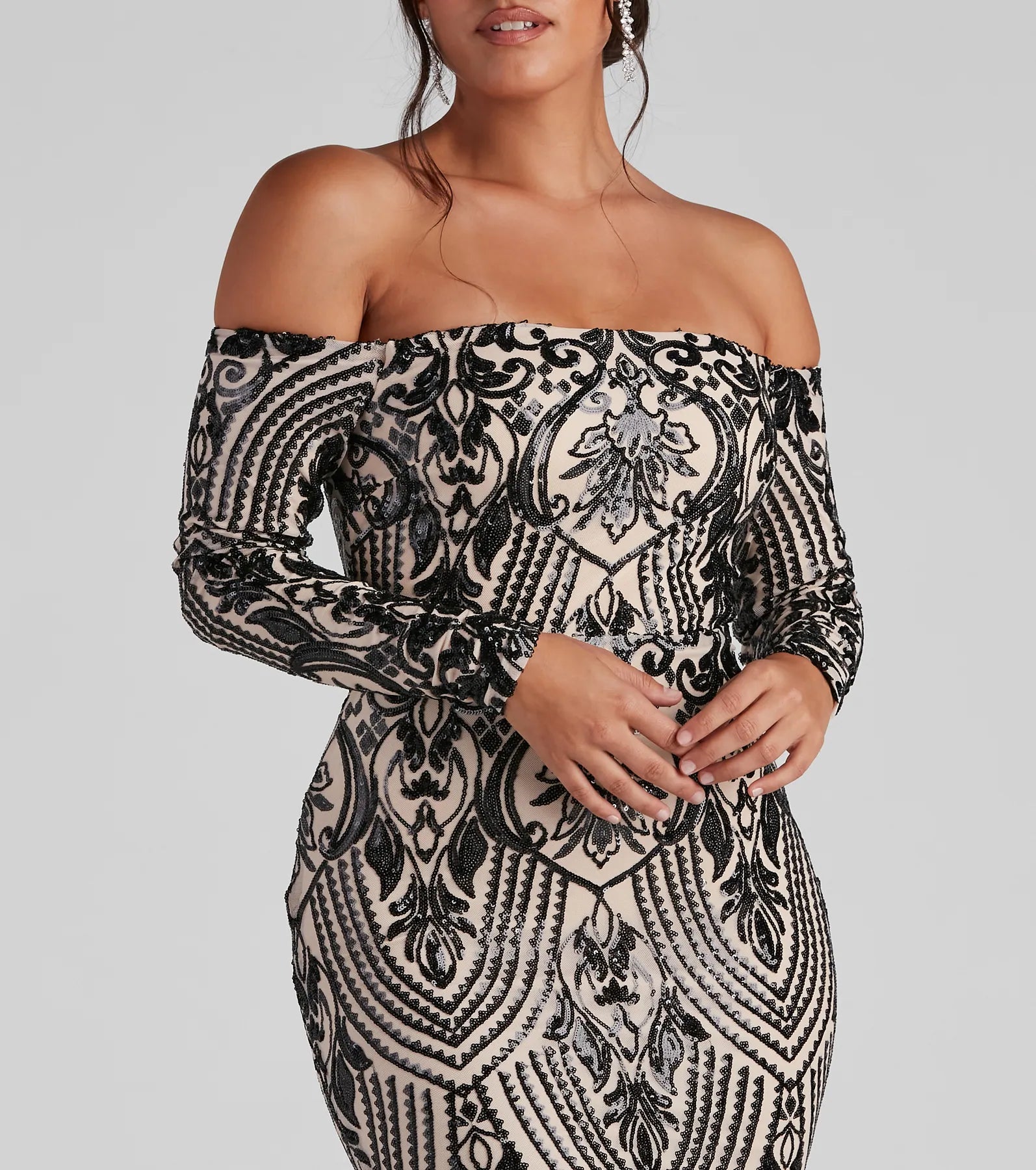 Paityn Formal Off-The-Shoulder Sequin Dress - Image 8