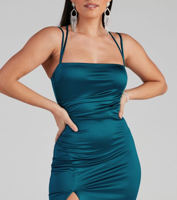 Selena High-Slit Satin Formal Dress - Image 4