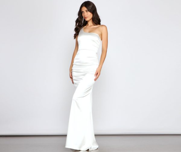 Verona Formal One Shoulder Ruched Dress - Image 7