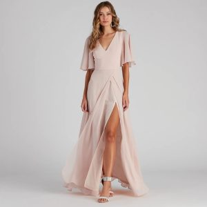 Greta Formal High Slit Chiffon Dress