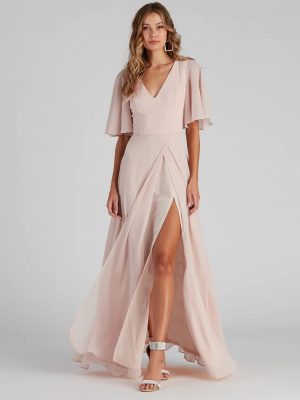 Greta Formal High Slit Chiffon Dress