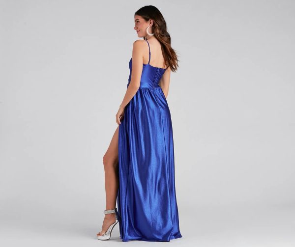 Riley Glitter Satin A-Line Formal Dress - Image 6