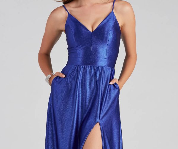 Riley Glitter Satin A-Line Formal Dress - Image 8