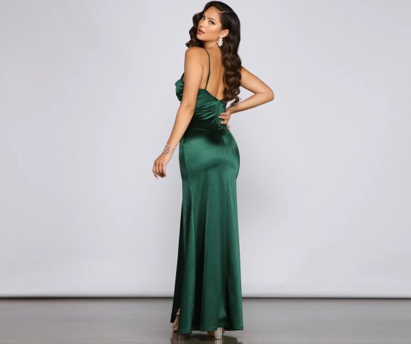 Rosie High-Slit Satin Mermaid Dress - Image 2