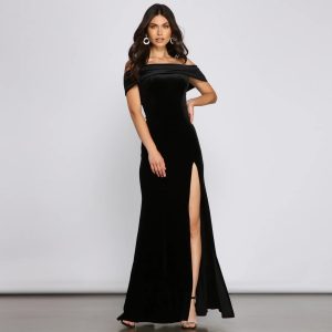 Olivia Formal Velvet Off-The-Shoulder Dress