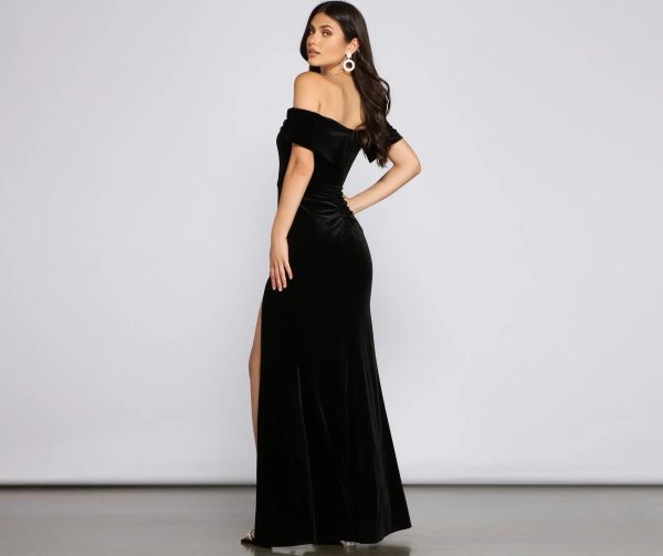 Olivia Formal Velvet Off-The-Shoulder Dress - Image 2