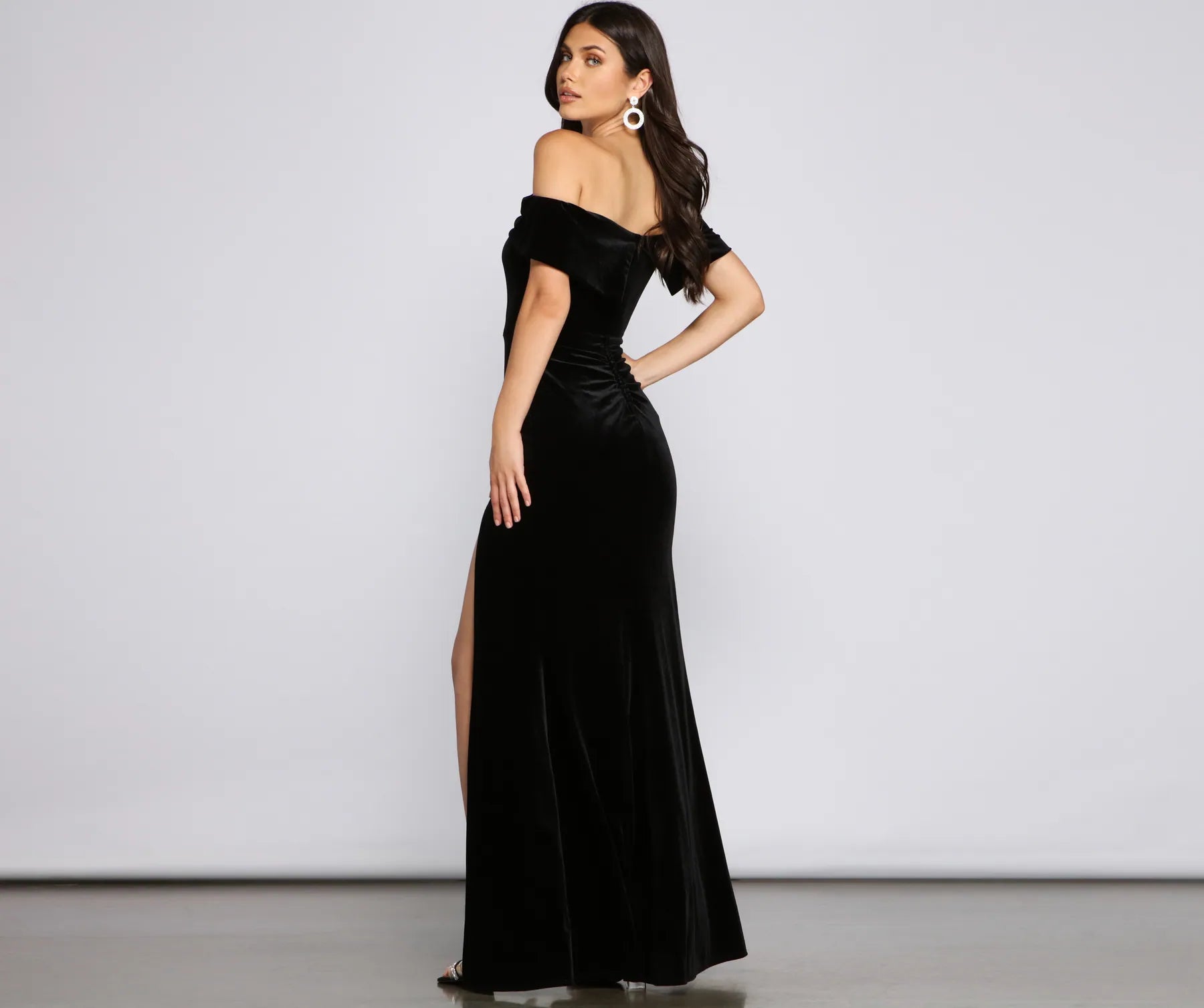 Olivia Formal Velvet Off-The-Shoulder Dress - Image 2