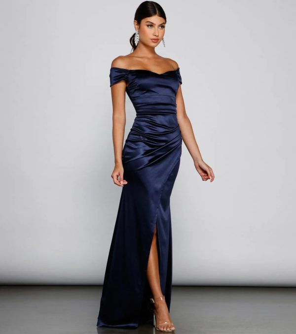 Valencia Formal Off-The-Shoulder Wrap Dress - Image 9