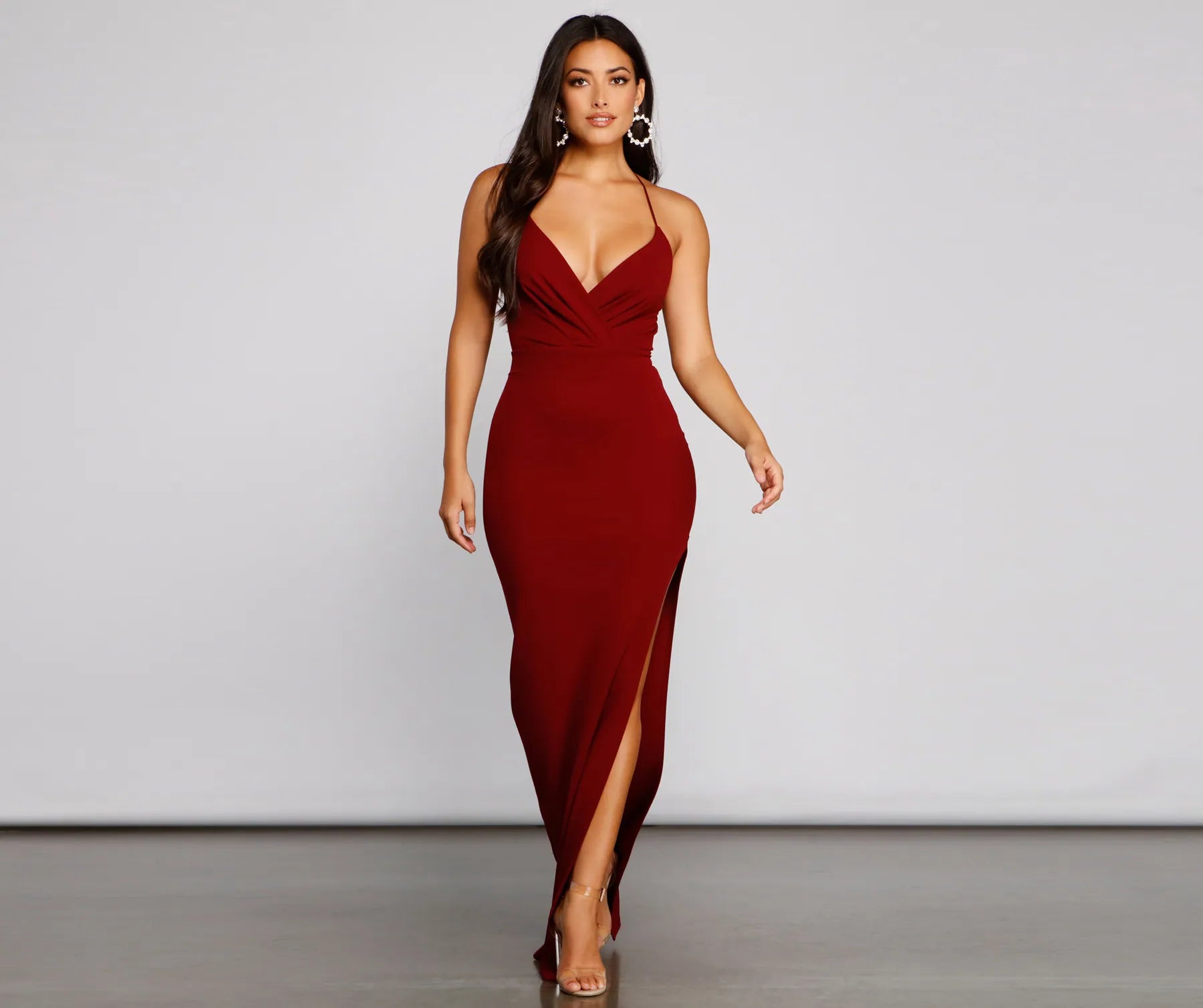 Giselle Formal High Slit Crepe Dress - Image 5