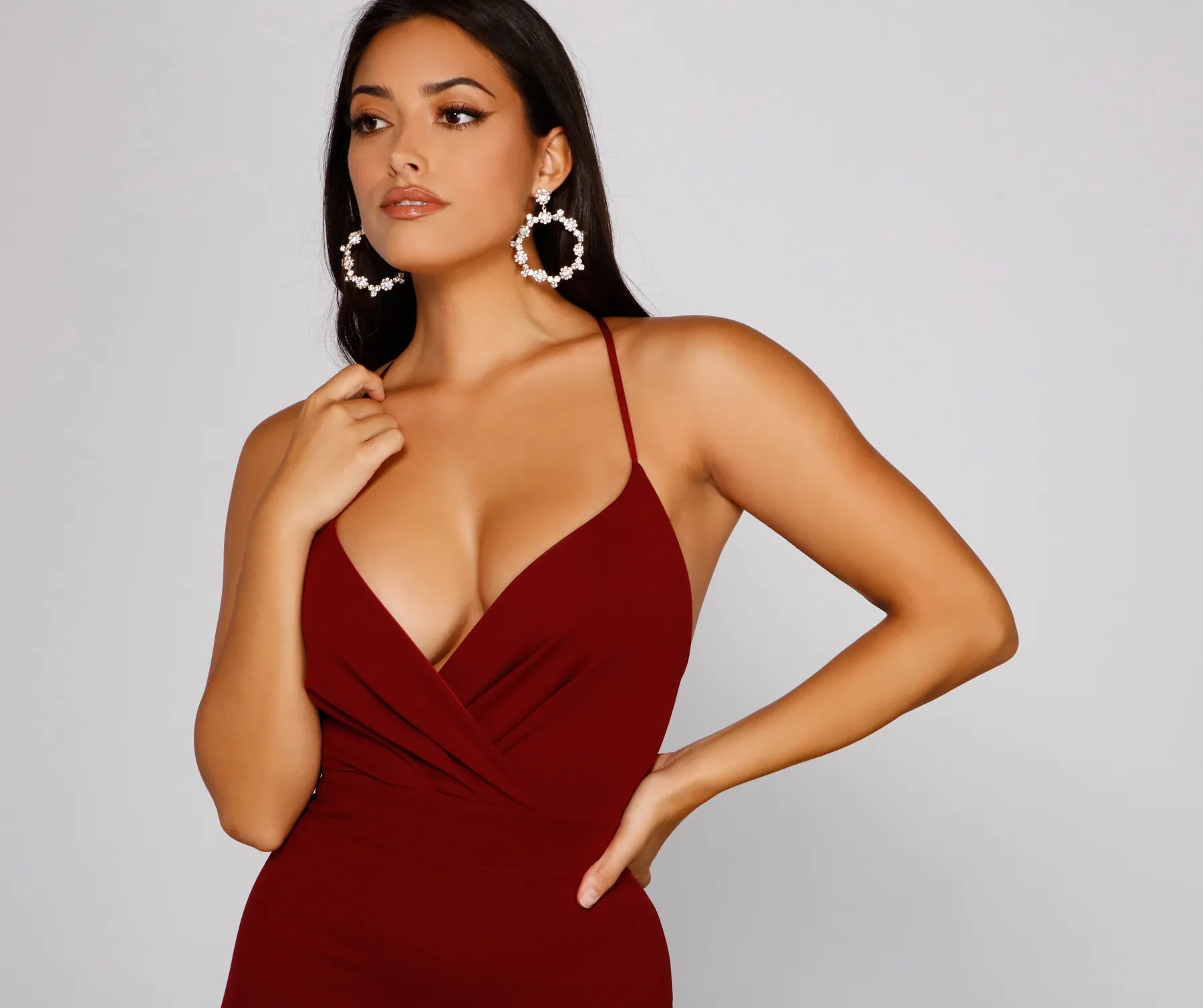 Giselle Formal High Slit Crepe Dress - Image 7