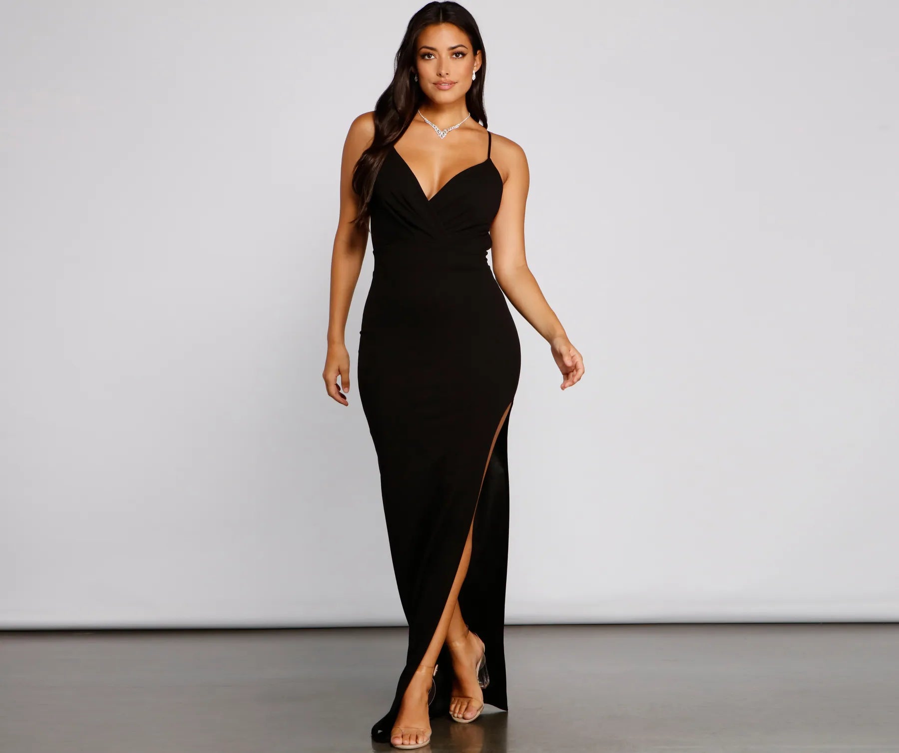 Giselle Formal High Slit Crepe Dress - Image 4