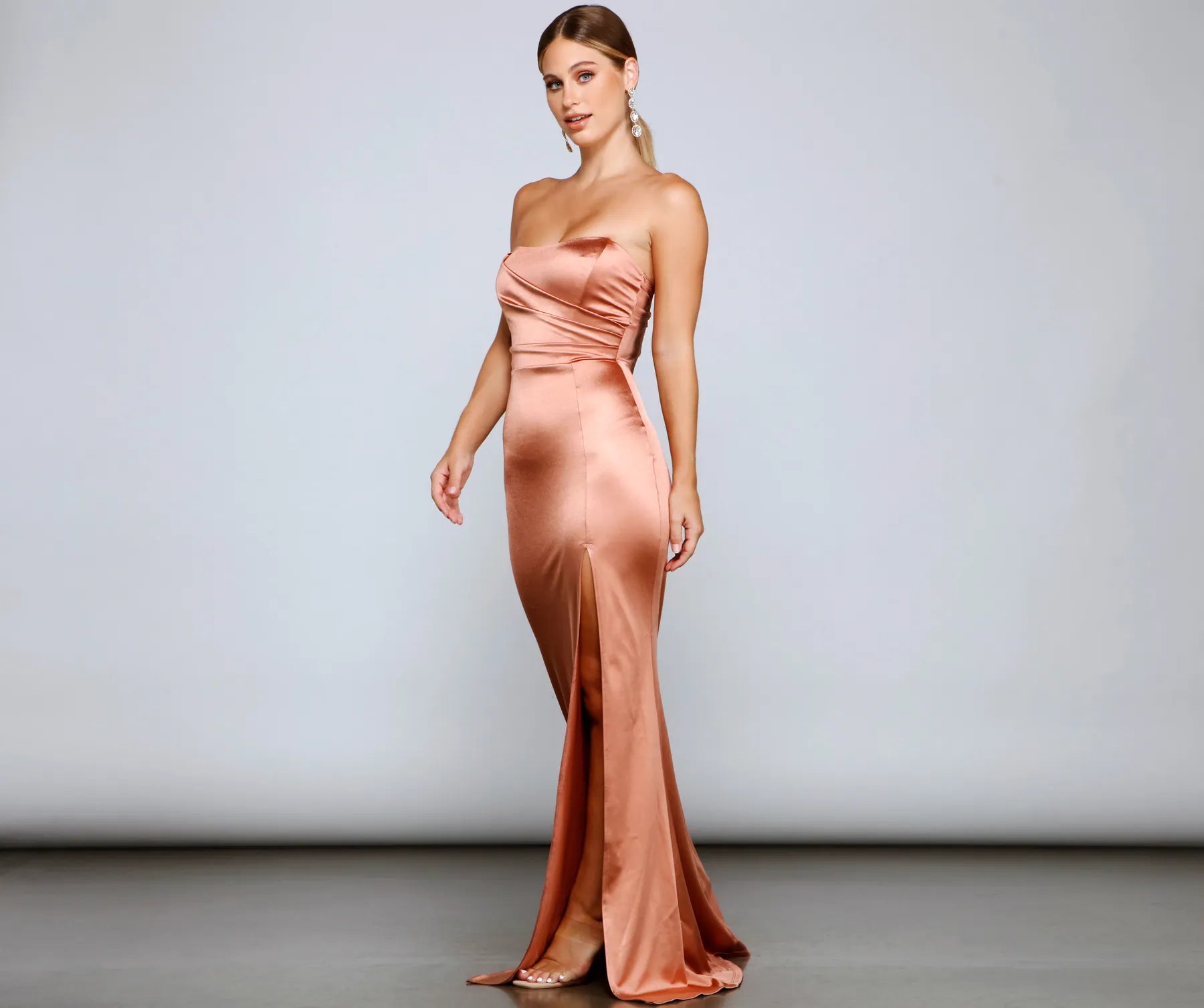 Gianna Strapless High-Slit Satin Dress - Image 8