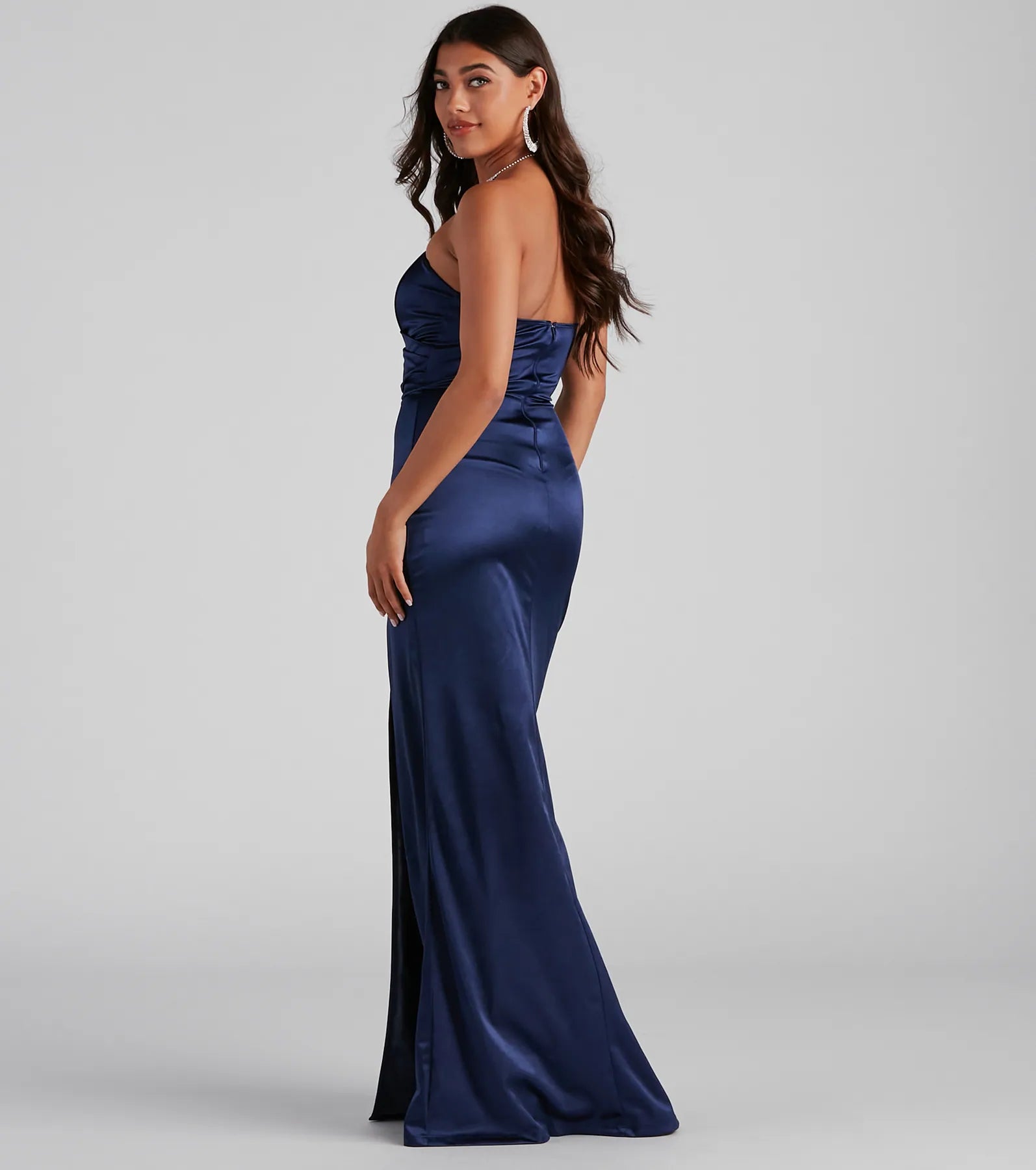 Gianna Strapless High-Slit Satin Dress - Image 2
