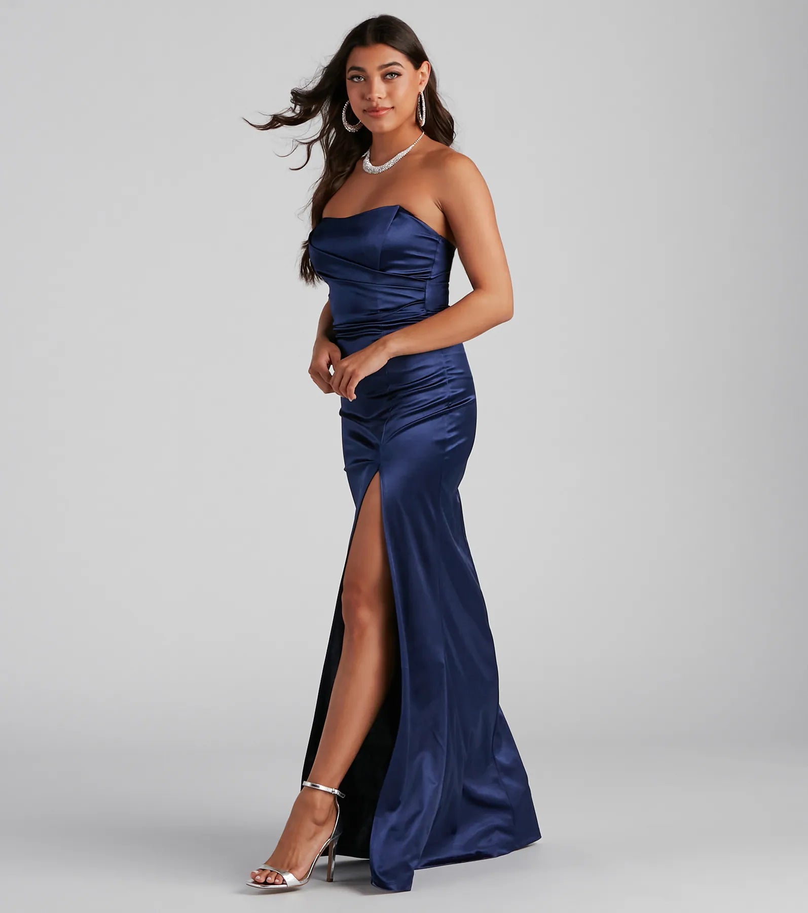 Gianna Strapless High-Slit Satin Dress - Image 3