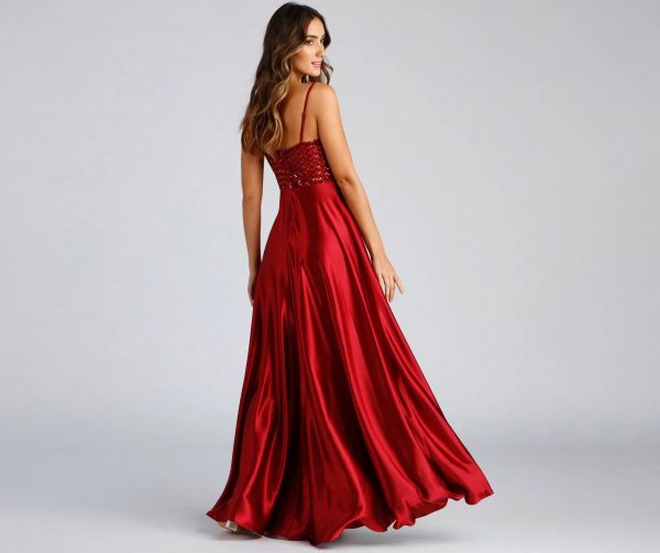 Brookelle Sequin Sweetheart Satin Formal Dress - Image 6