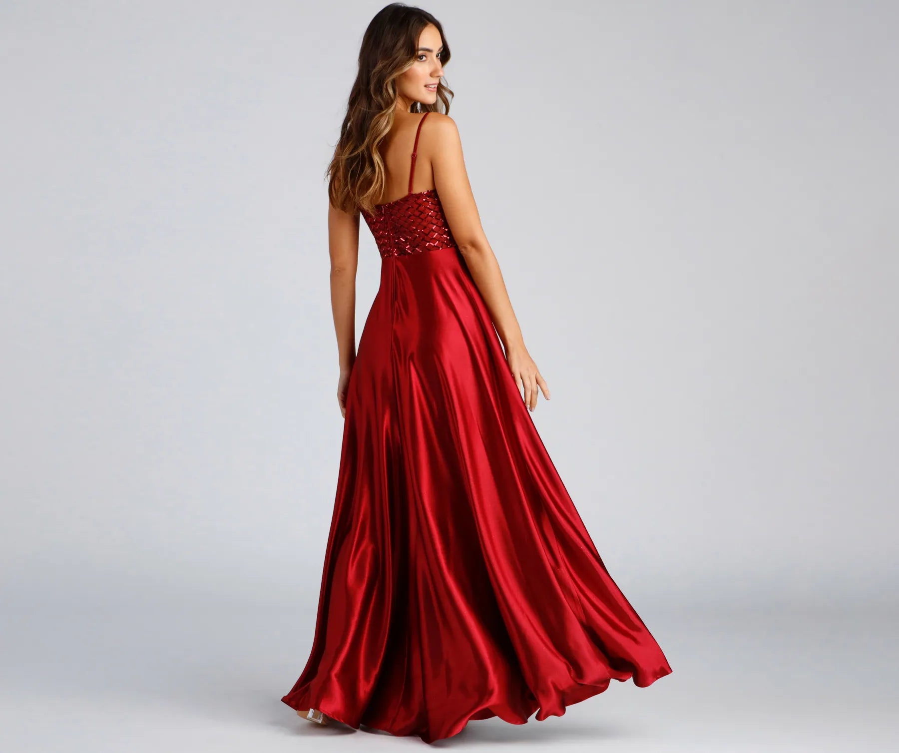 Brookelle Sequin Sweetheart Satin Formal Dress - Image 6