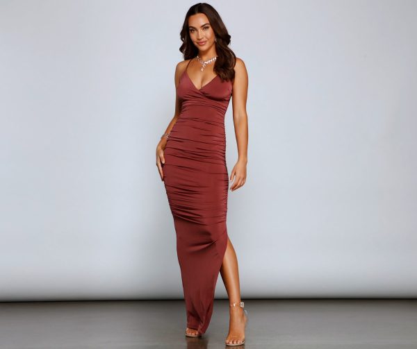 Larissa Formal Ruched High Slit Dress - Image 5