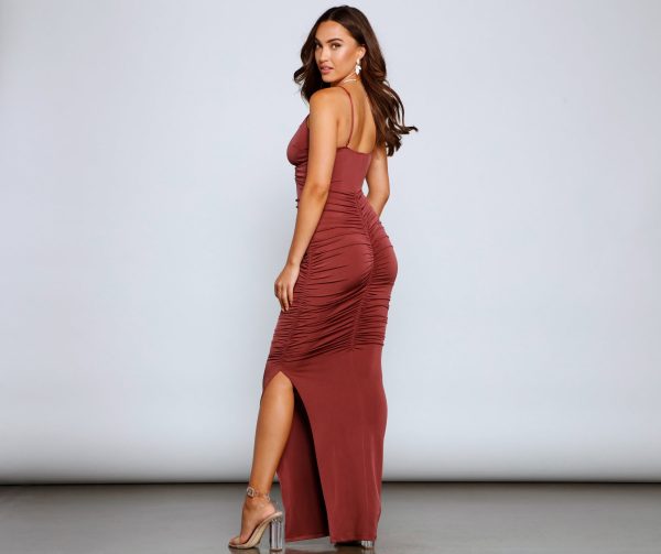 Larissa Formal Ruched High Slit Dress - Image 6