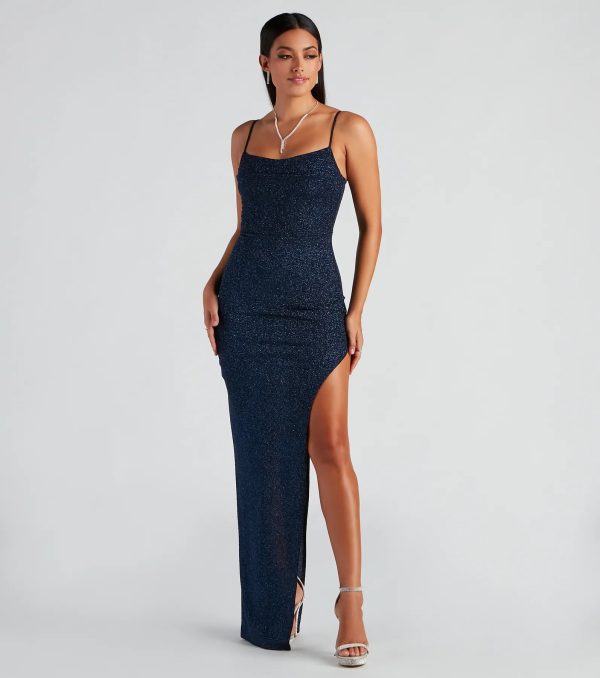 Lola Formal High Slit Glitzy Glitter Dress - Image 9