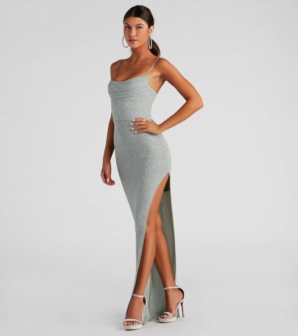 Lola Formal High Slit Glitzy Glitter Dress - Image 7
