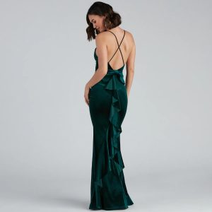 Margot Formal Ruffled Velvet Dress
