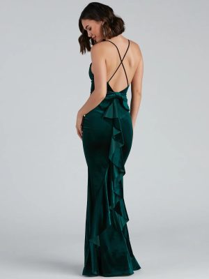 Margot Formal Ruffled Velvet Dress