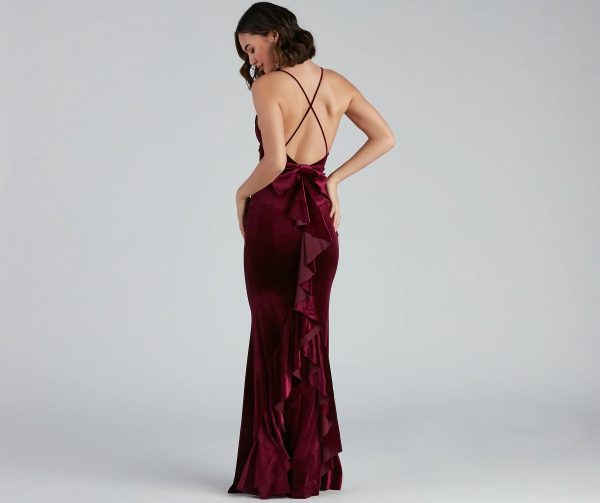 Margot Formal Ruffled Velvet Dress - Image 6