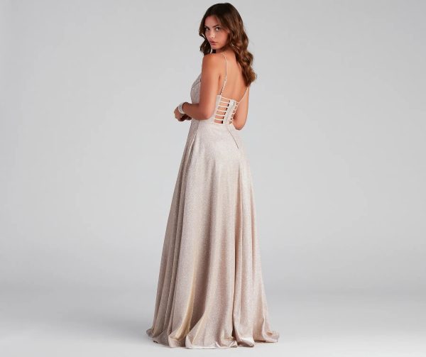 Lizzie Formal Glitter Caged A-Line Dress - Image 2