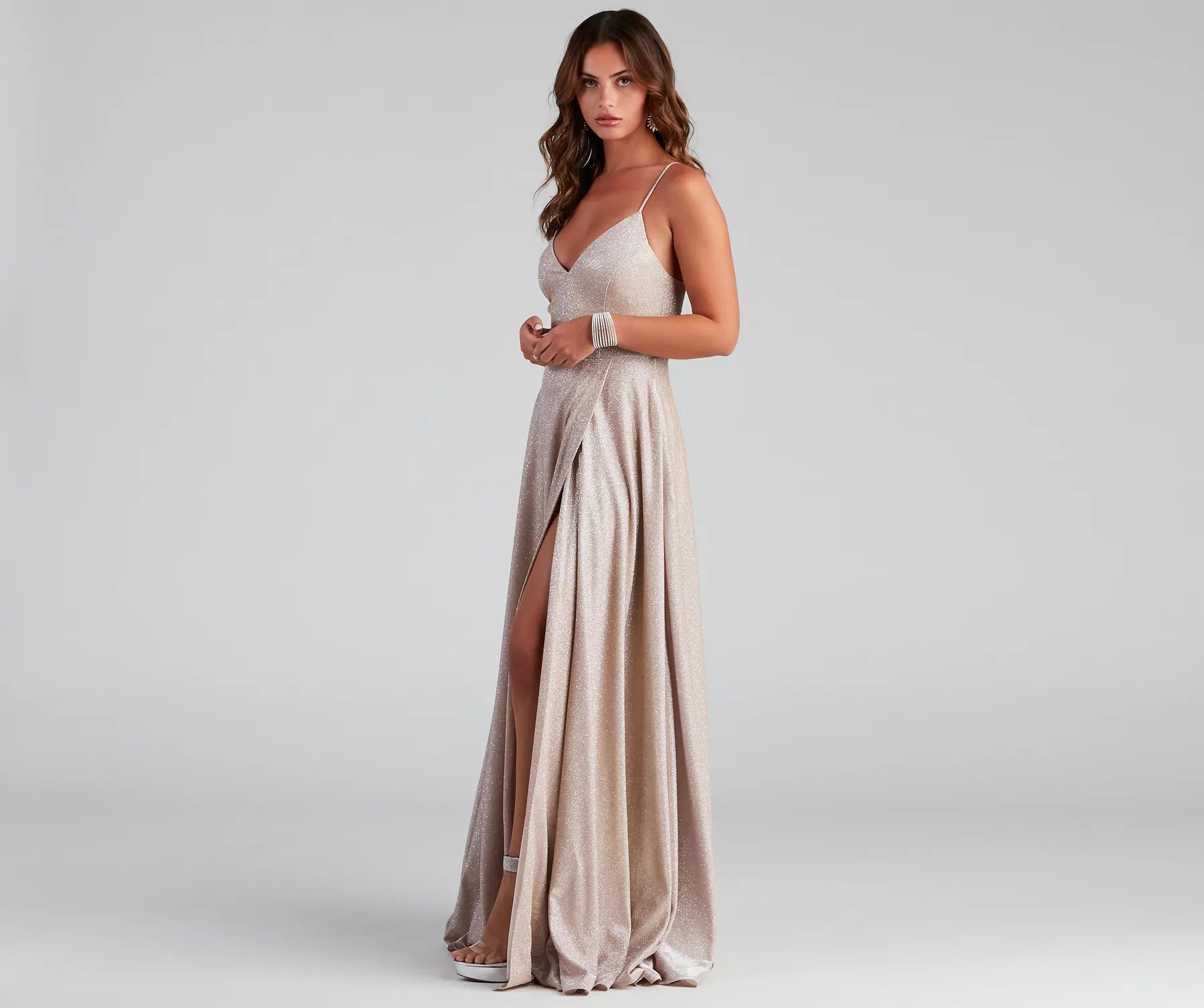 Lizzie Formal Glitter Caged A-Line Dress - Image 3