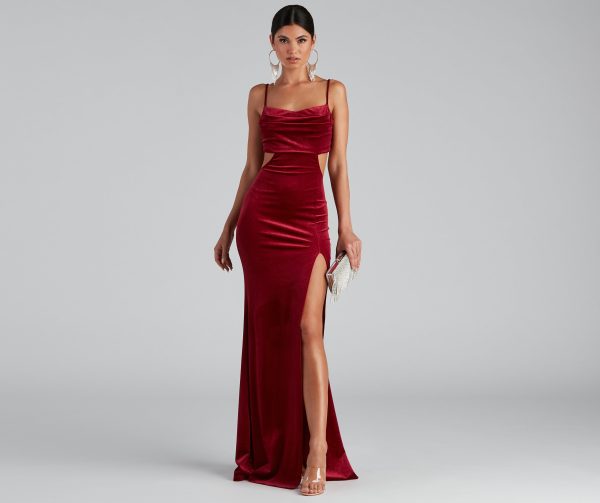 Lara Glitter Velvet Mermaid Dress - Image 2