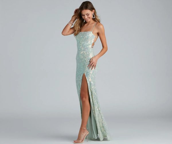 Edlyn Sequin Laceup Mermaid Formal Dress - Image 5
