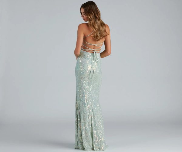Edlyn Sequin Laceup Mermaid Formal Dress - Image 6