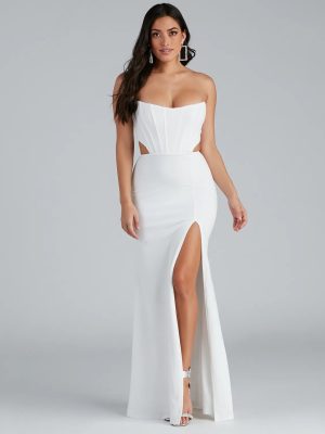 Hallie Formal High Slit Corset Dress