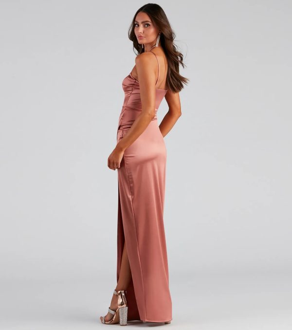 Mayra Formal Satin Slit Long Dress - Image 10