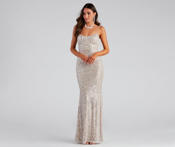 Arely Formal Sequin Scoop Neck Long Dress - Image 5