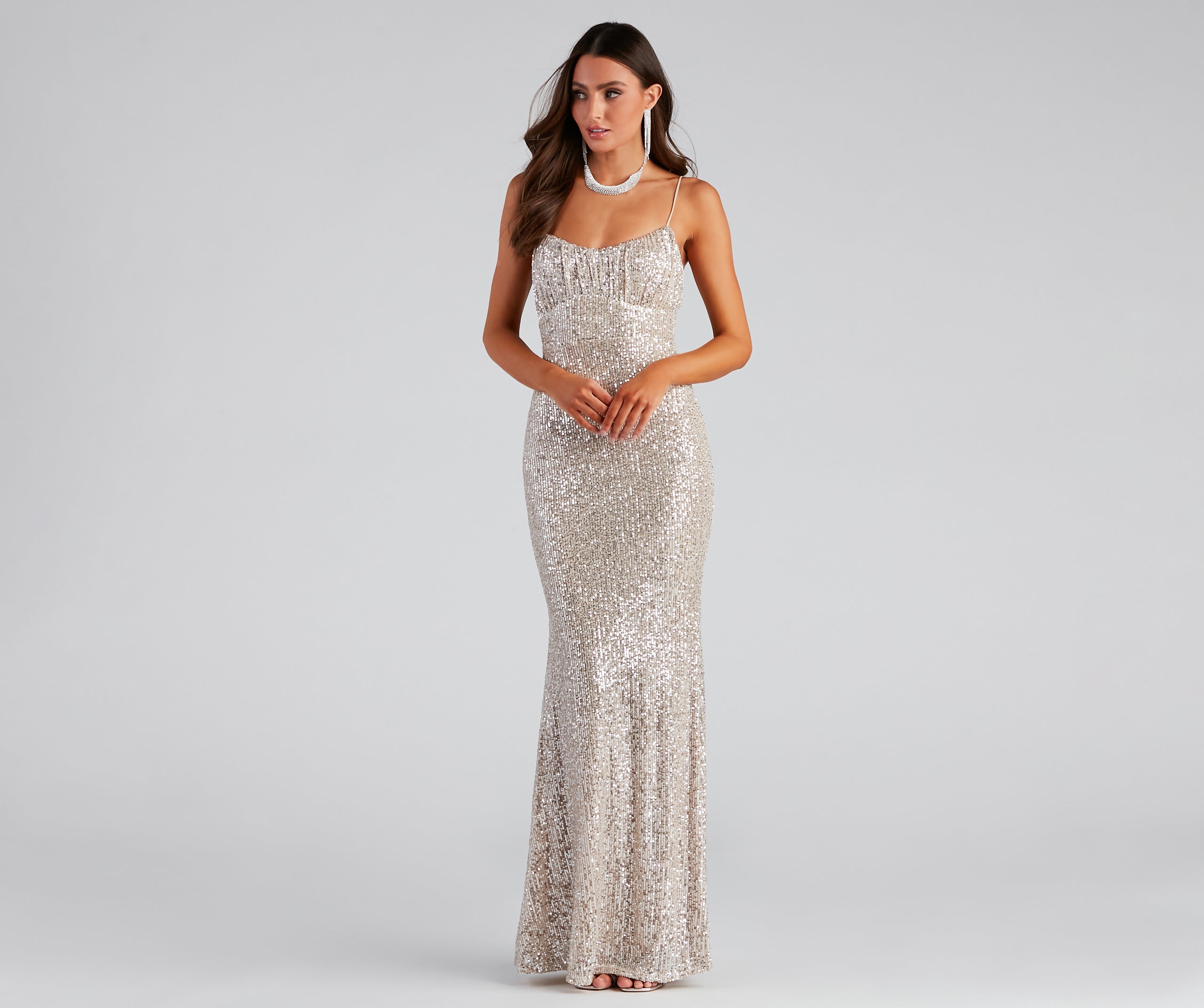 Arely Formal Sequin Scoop Neck Long Dress - Image 5