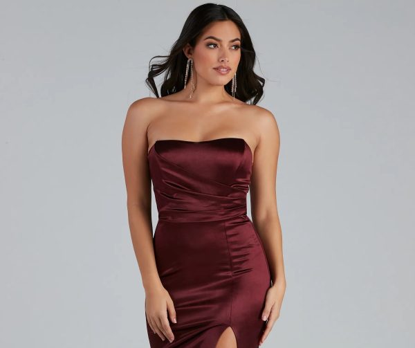 Gianna Strapless High-Slit Satin Dress - Image 15