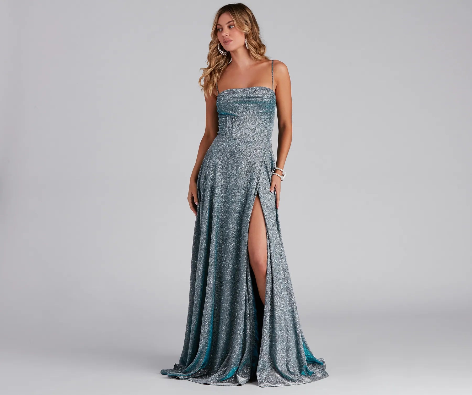 Denice Corset A-Line Wrap Formal Dress - Image 9