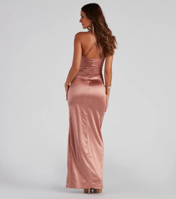 Jane Formal High Slit Satin Dress - Image 8