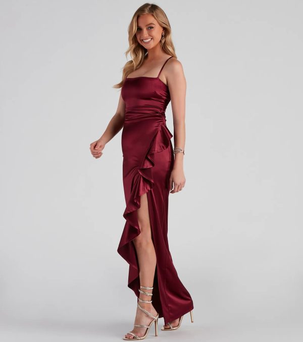 Jane Formal High Slit Satin Dress - Image 10