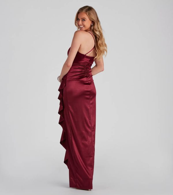 Jane Formal High Slit Satin Dress - Image 11