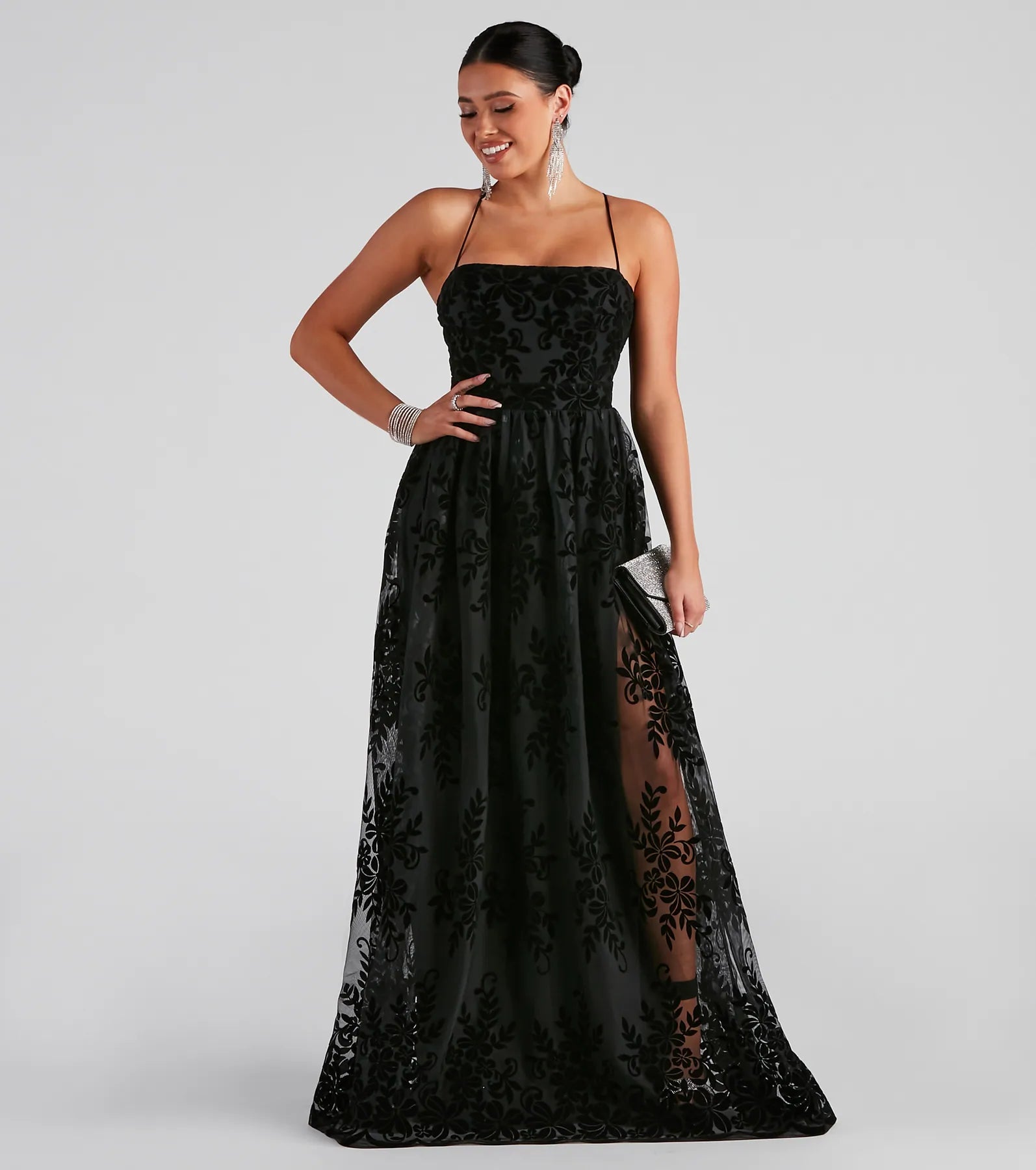 Desiree Formal Flocked Mesh Dress - Image 5
