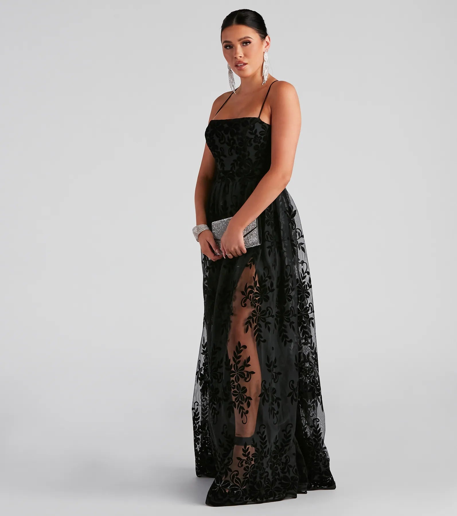 Desiree Formal Flocked Mesh Dress - Image 6