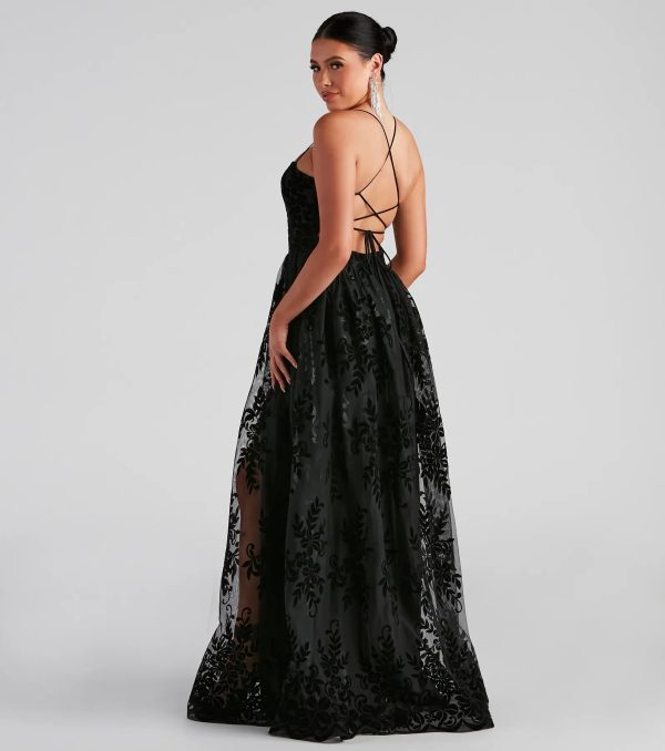 Desiree Formal Flocked Mesh Dress - Image 7