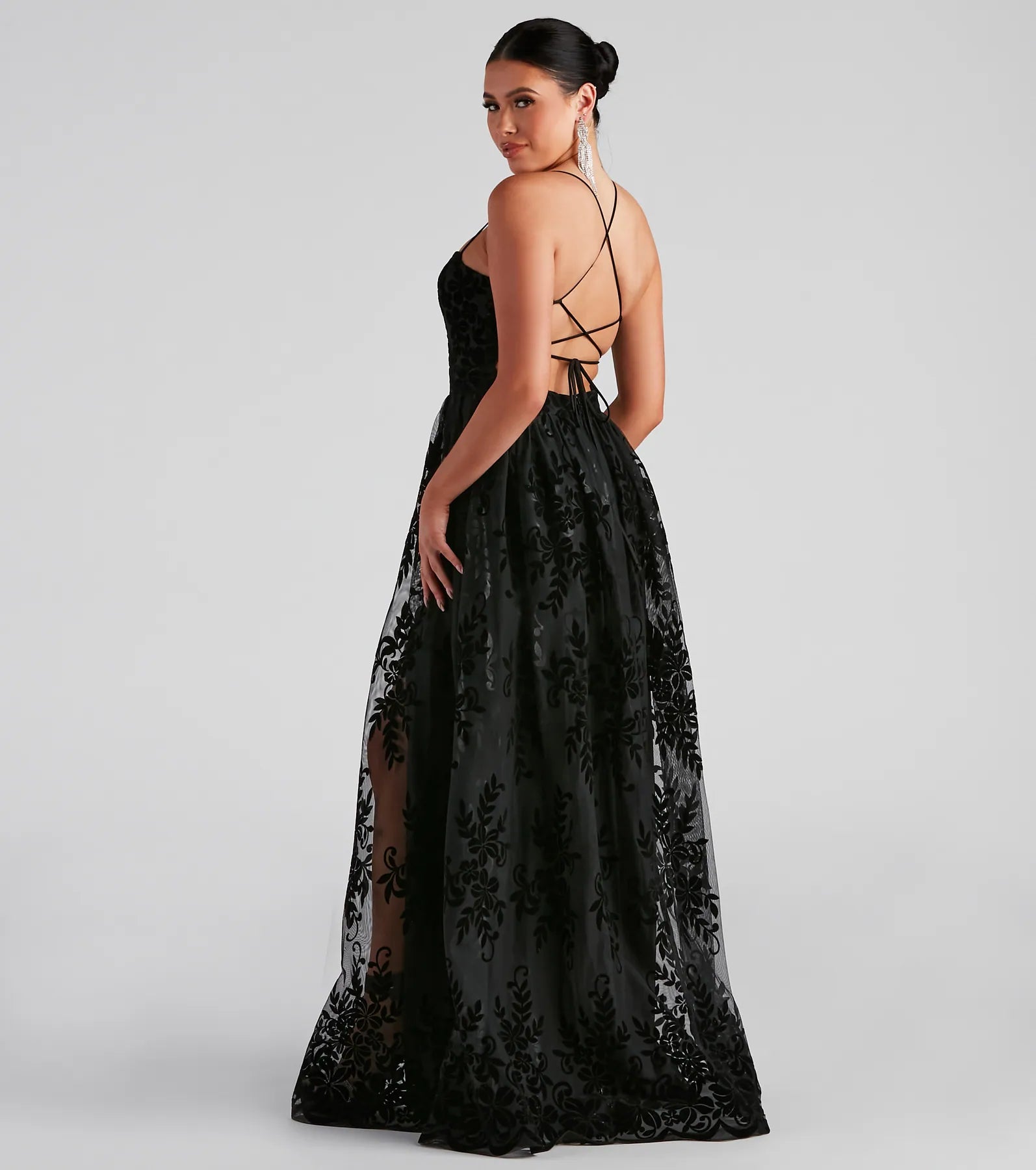 Desiree Formal Flocked Mesh Dress - Image 7