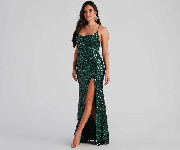 Esperanza Formal Sequin Cowl Dress - Image 6