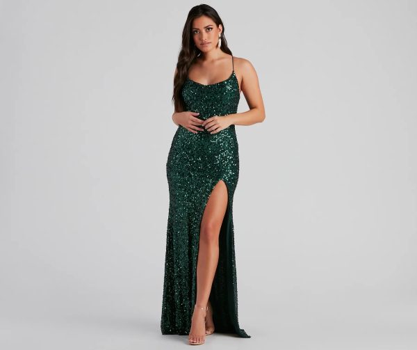 Esperanza Formal Sequin Cowl Dress - Image 8