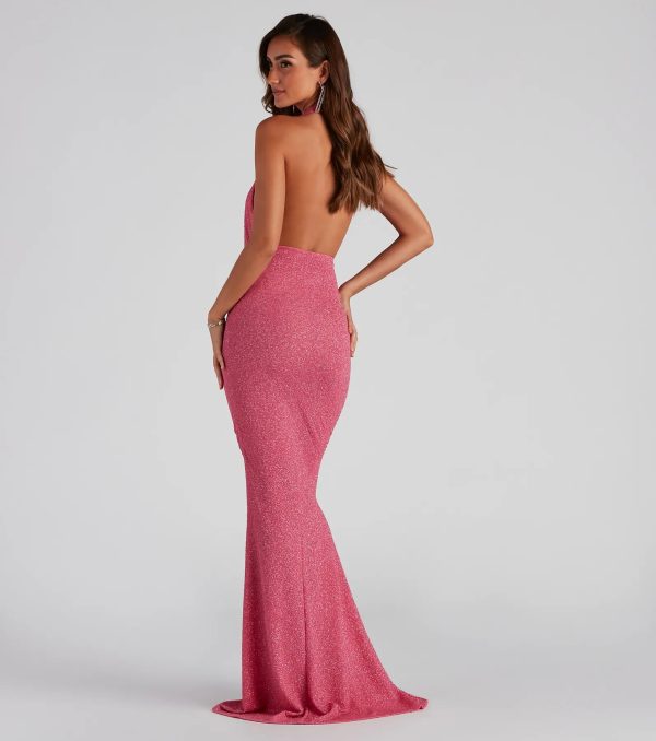 Kesha Formal Glitter Cowl Neck Dress - Image 6