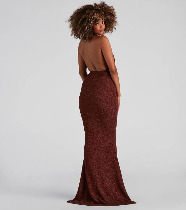 Kesha Formal Glitter Cowl Neck Dress - Image 2